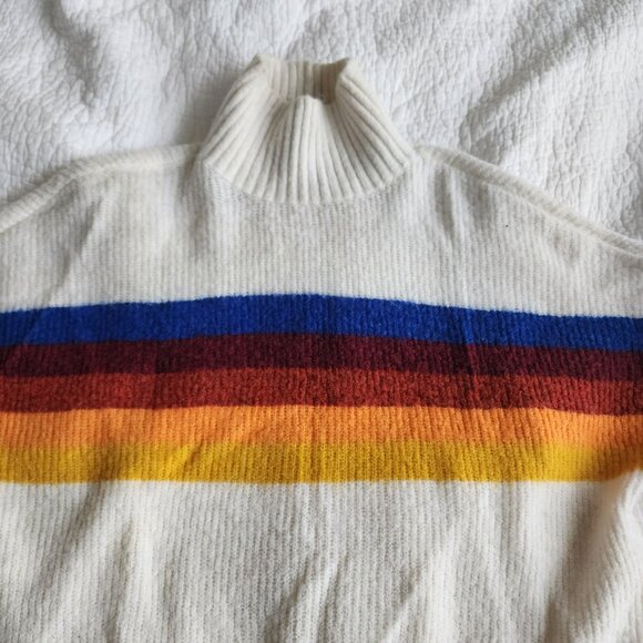 Express Rainbow Stripe Mock Turtleneck Sweater XS - Picture 2 of 6